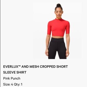 Lululemon Everlux and Mesha Crop top! In excellent condition, no flaws! Size 4